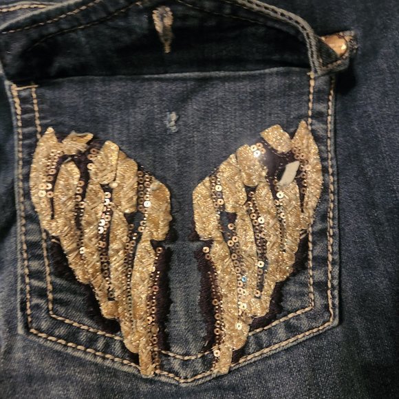 Stitch Star Bling Thick Stitch Boot Cut Denim Jeans Plus Size 26W - Picture 14 of 14